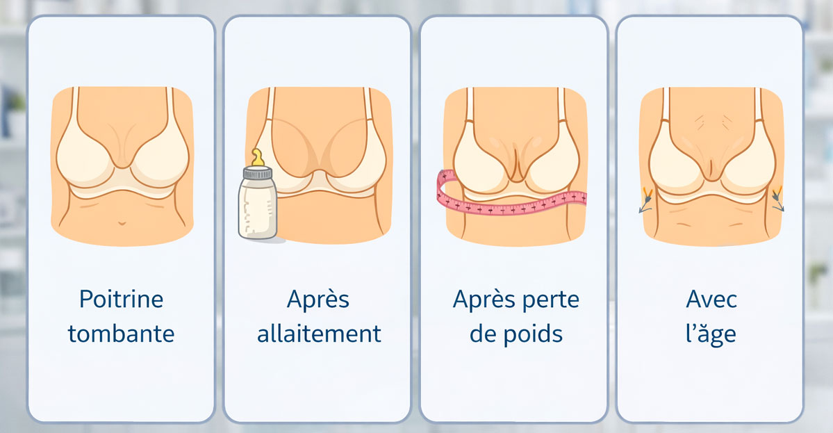 Bannière les changements de la poitrine à travers les âges