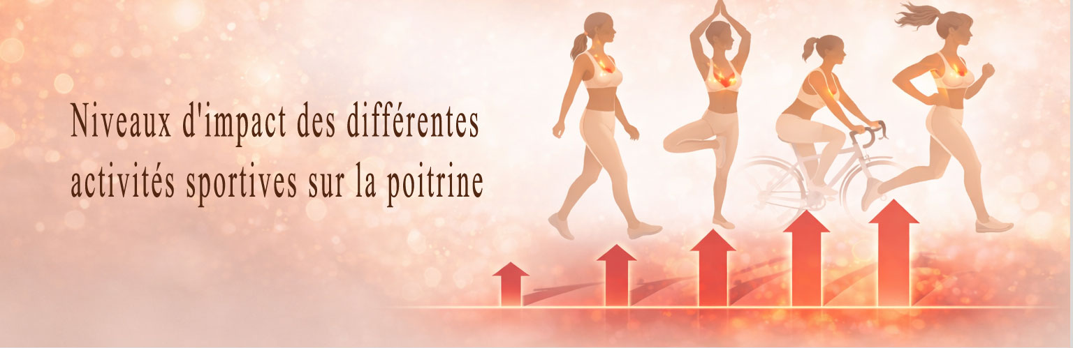 Infographie illustrant les niveaux d'impact des différentes activités sportives sur la poitrine